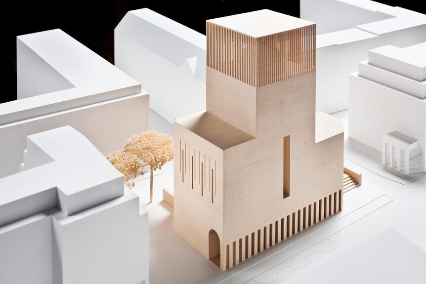Model of the House of One interfaith centre, under construction in Berlin.