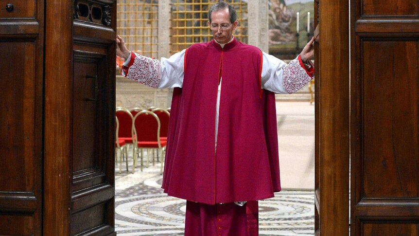 The doors of the Sistine chapel are closed at the start of the conclave.