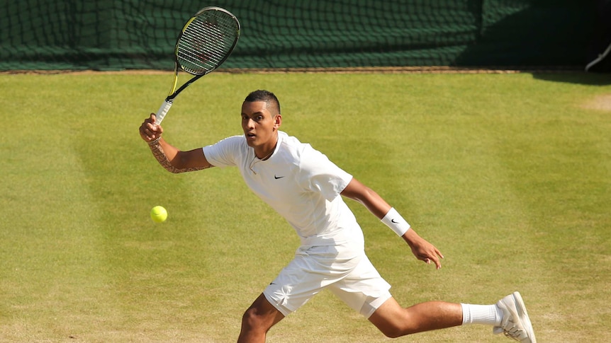 Nick Kyrgios against Rafael Nadal at Wimbledon