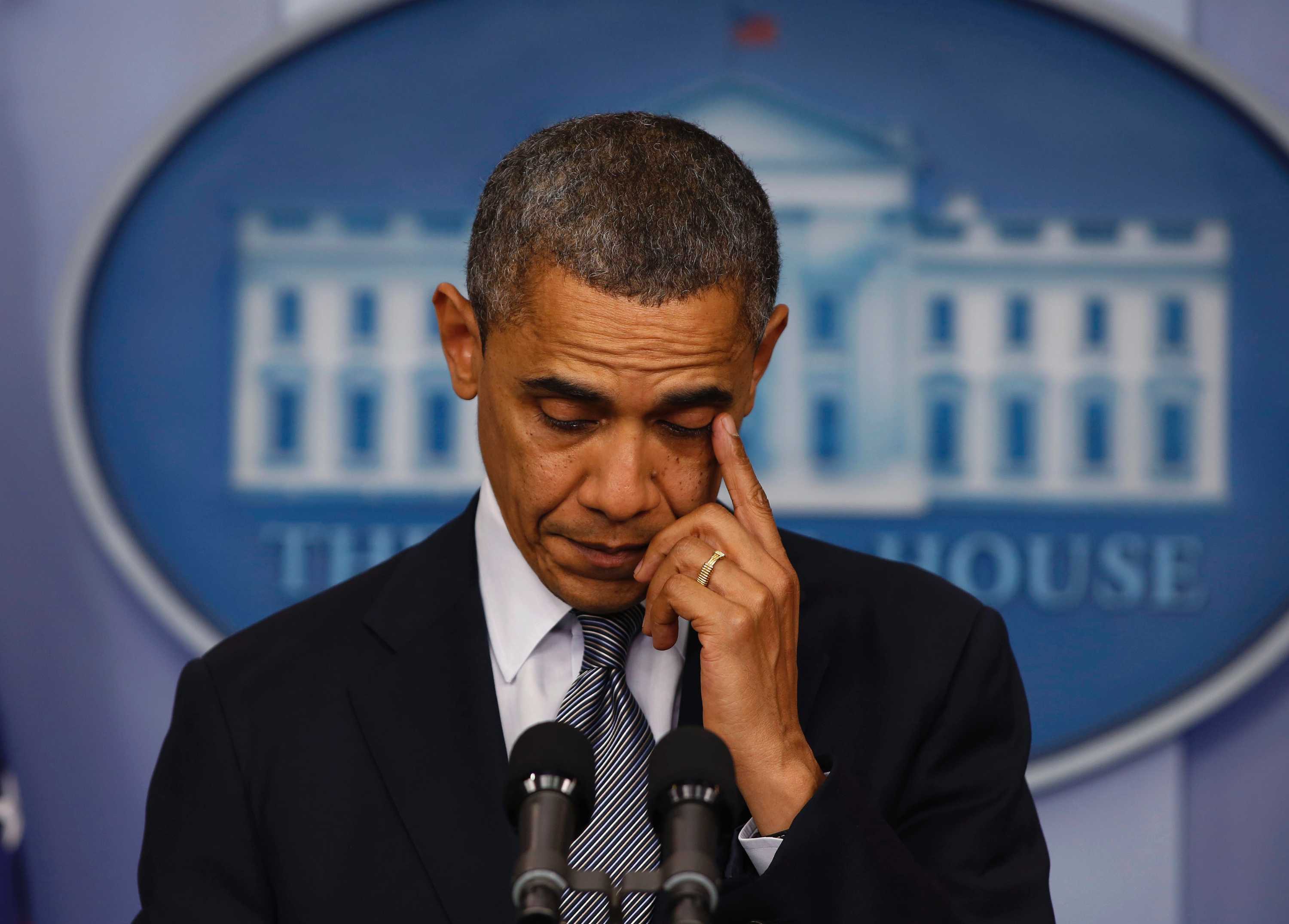 Obama sheds a tear after the Connecticut school massacre