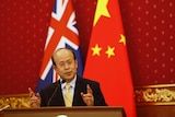 Chinese Ambassador to Australia Xiao Qian addresses the media
