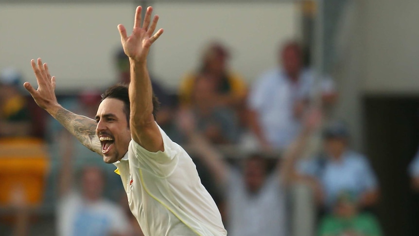 Mitchell Johnson celebrates