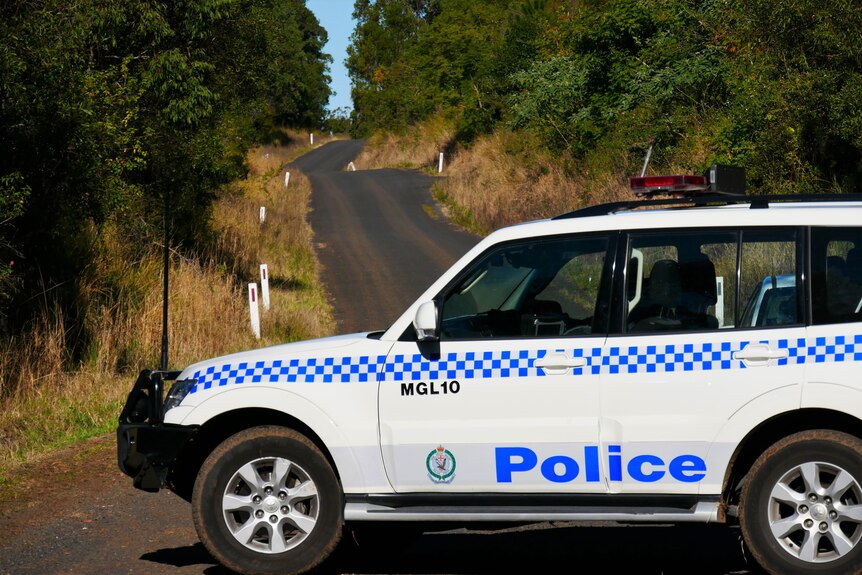 Police car on remote road