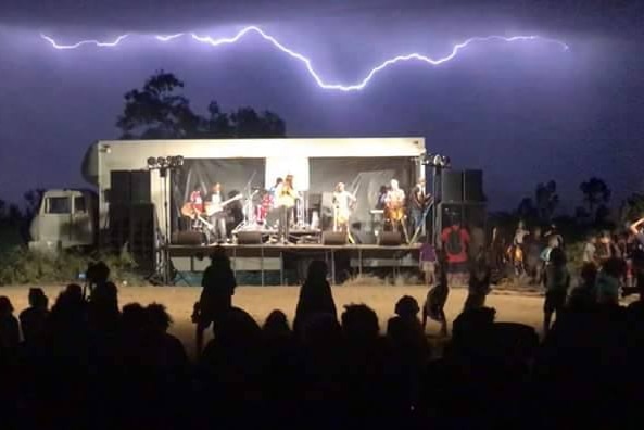 Lightning in the sky at the Ngumpan Aboriginal Community.