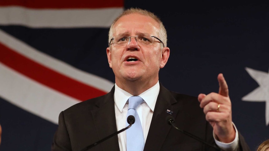 Prime Minister Scott Morrison during his speech claiming victory in the 2019 federal election on May 18, 2019.