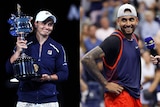 Composite image of Ash Barty winning the Australian Open and Nick Kyrgios