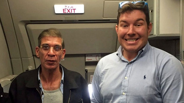British passenger Ben Innes with EgyptAir hijacker Seif Eldin Mohamed Mustafa