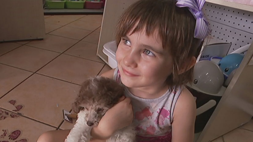 Four-year-old daughter Rosie Johns takes part in a treatment trial to cure her fear of dogs.