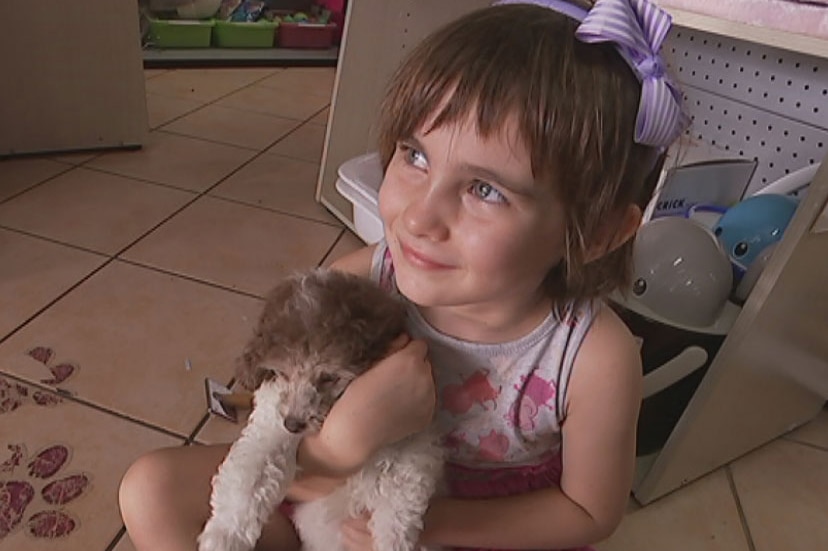 Four-year-old daughter Rosie Johns takes part in a treatment trial to cure her fear of dogs.