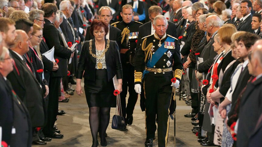 Prince Charles at Glasgow Cathedral for the 100th anniversary of the outbreak of World War I