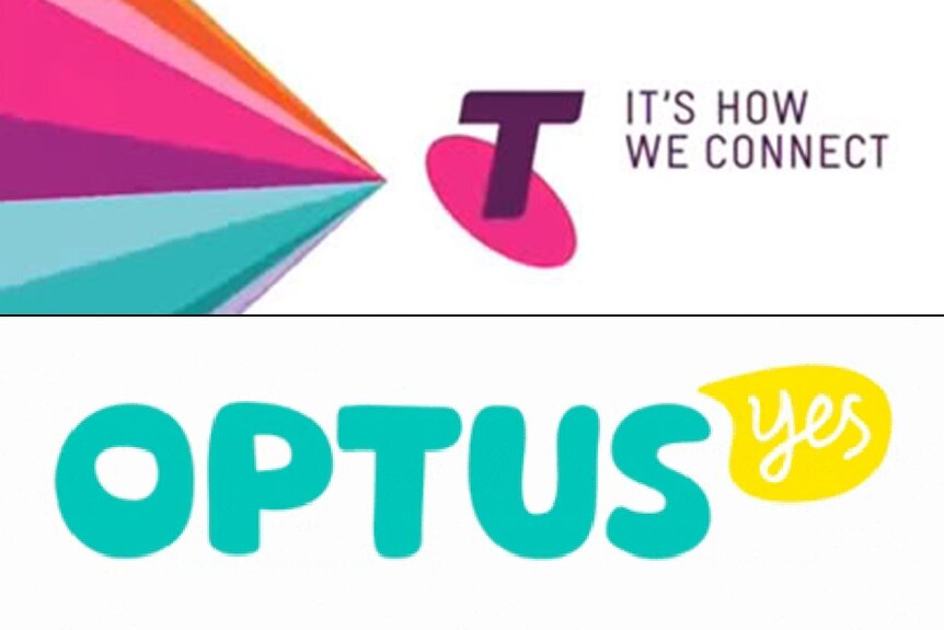 Logos of Telstra and Optus