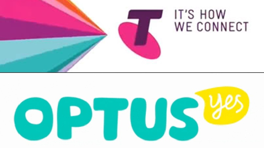 Logos of Telstra and Optus