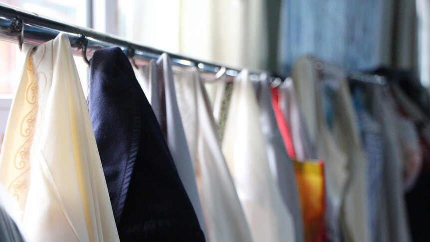 Clothes hanging in a mosque