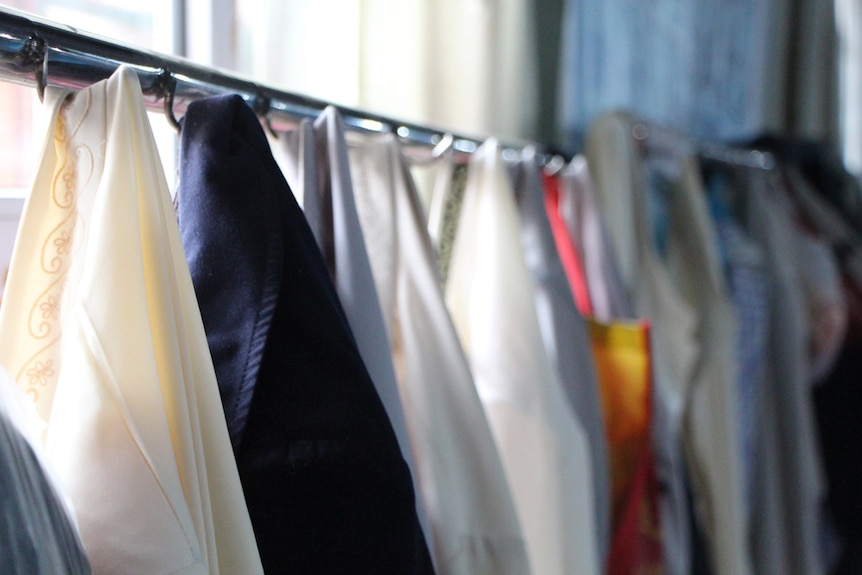 Clothes hanging in a mosque