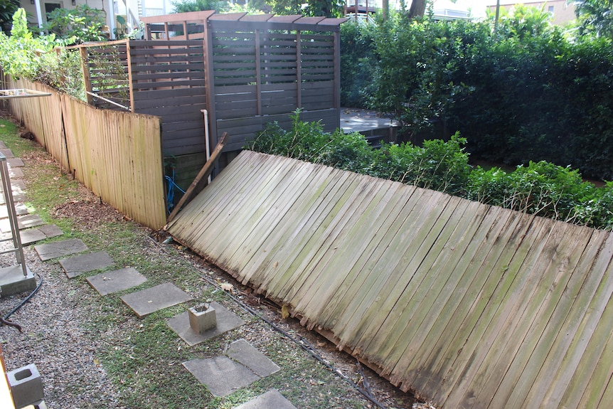 A broken timber fence