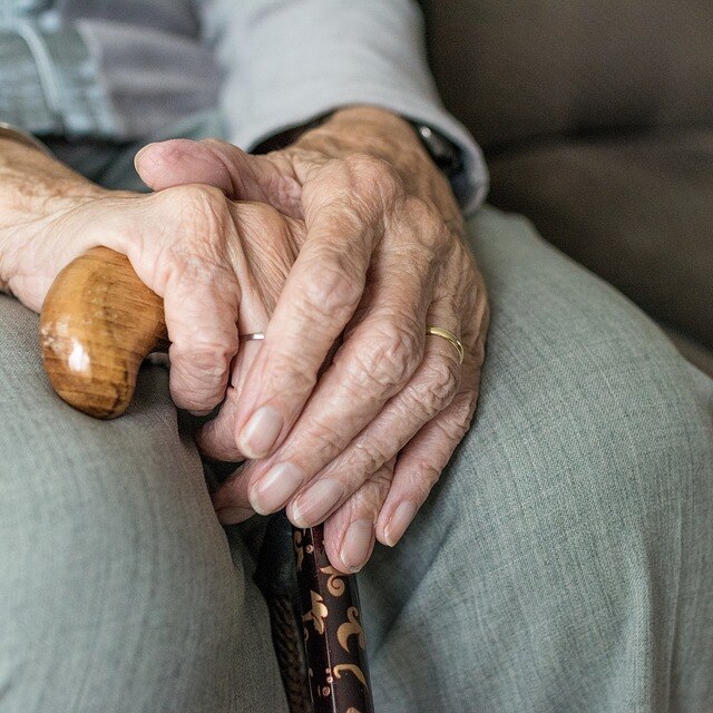 An elderly woman's hand