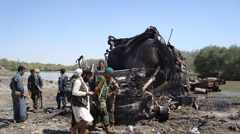 Remains of tanker blown up in Afghan air strike