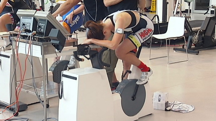 Cyclist training at AIS cycling boot camp