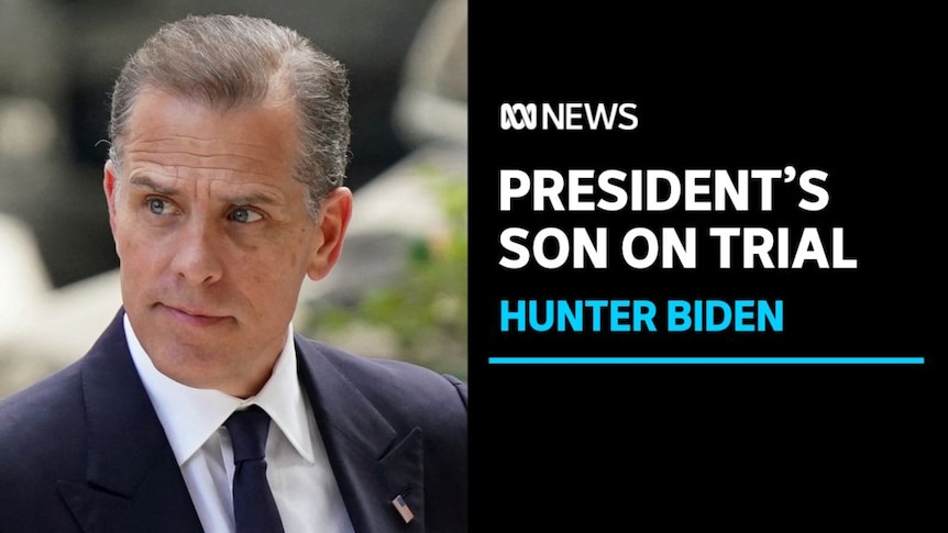 President's Son on Trial, Hunter Biden: A man with grey hair and a suit looks off camera with a neutral expression.