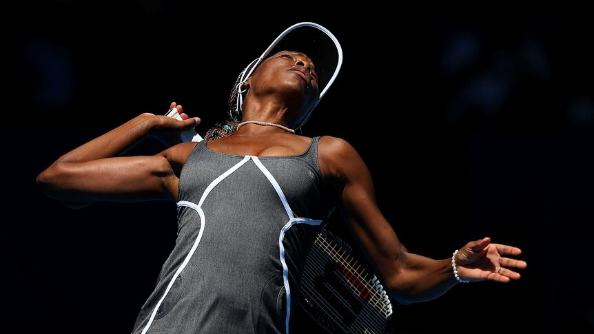 Positive display ... Venus Williams serves in her singles match against Chanelle Scheepers
