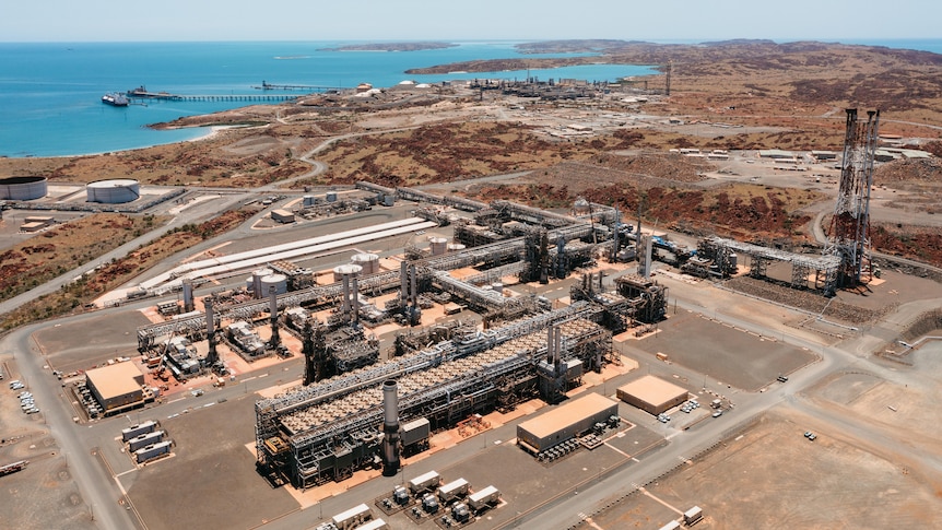 An aerial shot of Woodside's Pluto LNG project.