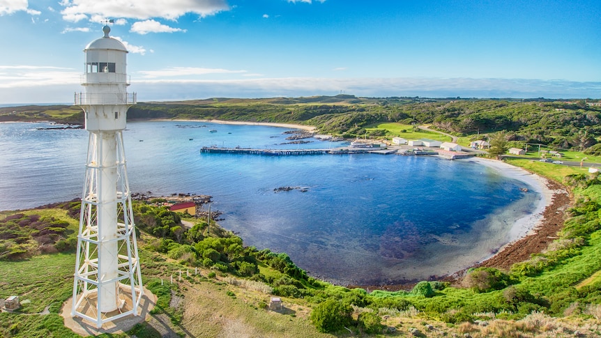 Above King Island Currie Lighthouse