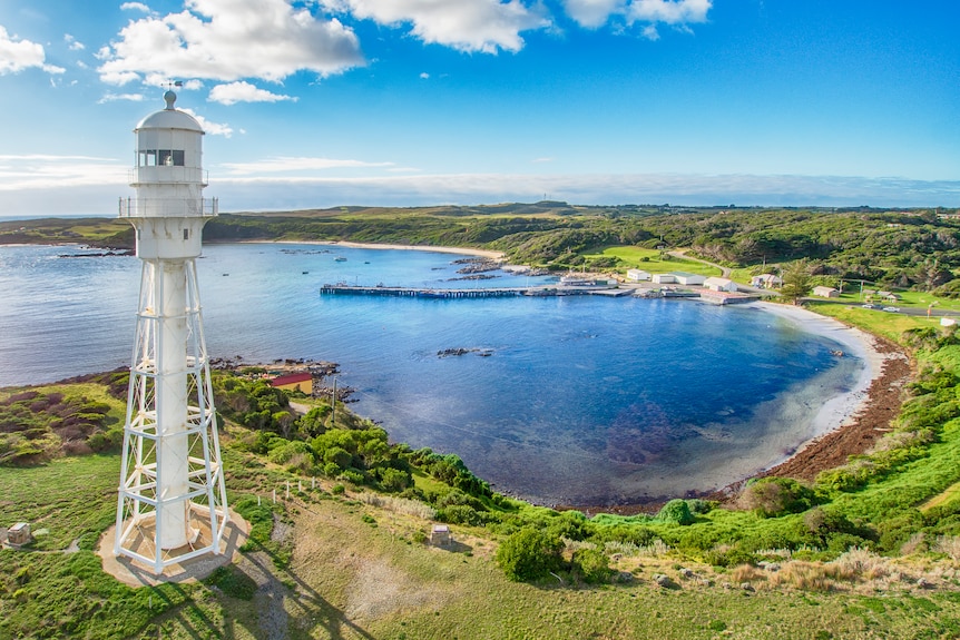 Above King Island Currie Lighthouse