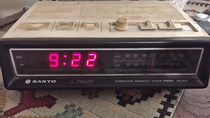 clock radio with time in red LED display