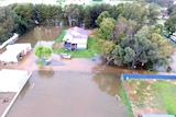 An aerial picture of a flooded Forbes property