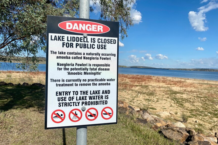 A danger sign near Lake Liddell