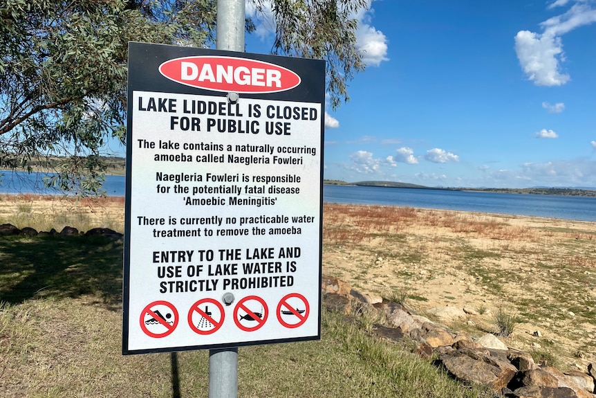 A danger sign near Lake Liddell