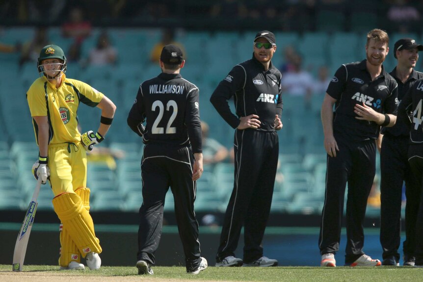 Steve Smith awaits a new batting partner