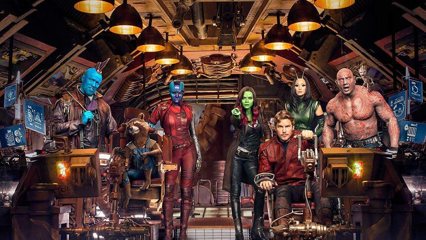 The cast of Guardians of the Galaxy Vol. 2 in a promotion image for the movie
