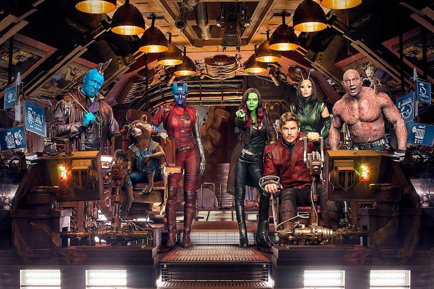 The cast of Guardians of the Galaxy Vol. 2 in a promotion image for the movie