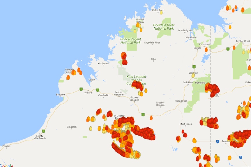 Fires across the Kimberley