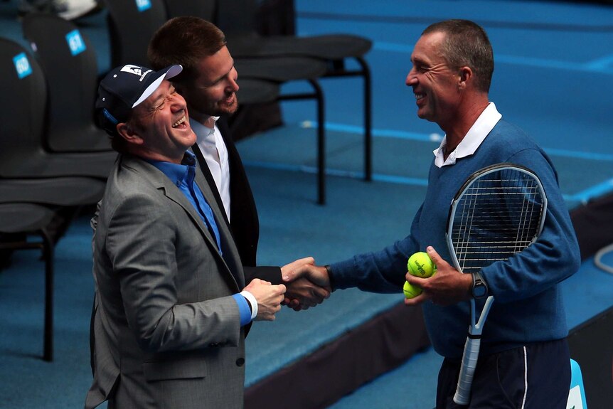 Lendl and Spacey enjoy a laugh