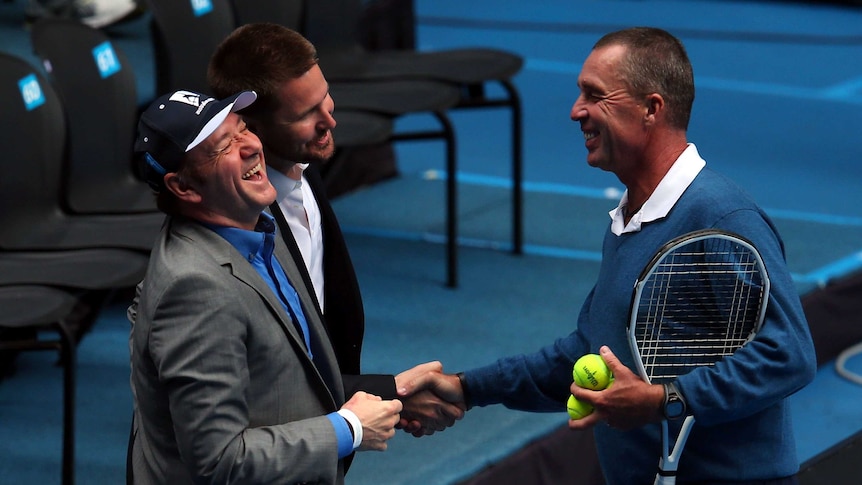 Lendl and Spacey enjoy a laugh