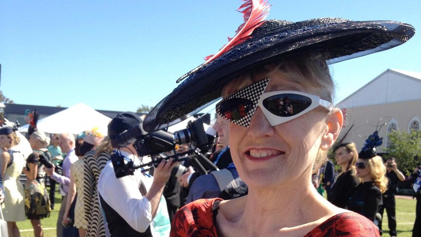 Suzanne Browne at the Fashion in the Fields at Flemington racecourse on Melbourne Cup day.