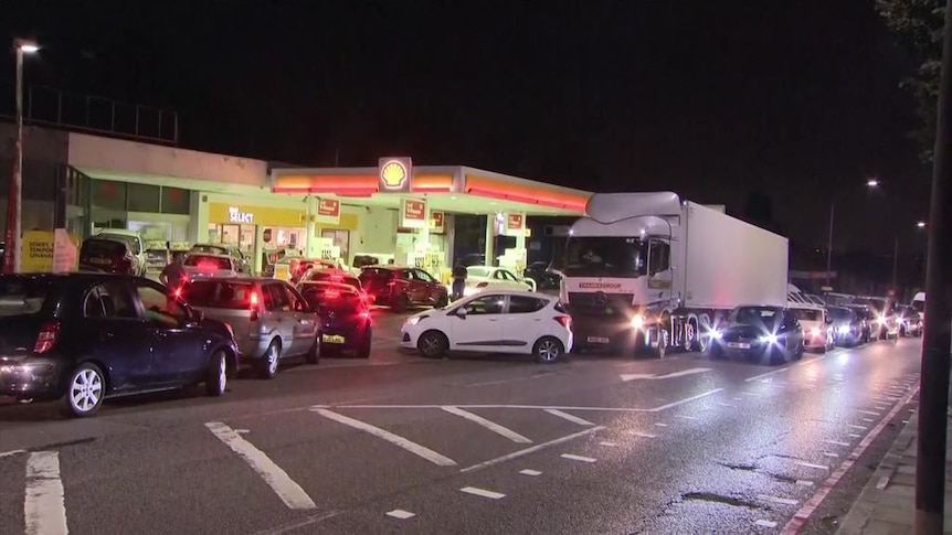 Long queues at petrol stations across UK amid fuel crisis