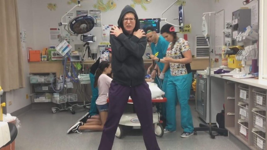 Gold Coast University Hospital Paediatric Emergency Registrar Doctor Sonia Twigg dances