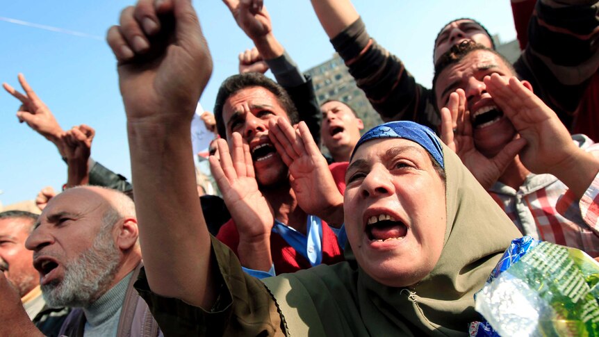 Anti-Mursi protesters chant anti-government slogans at Tahrir Square in Cairo.