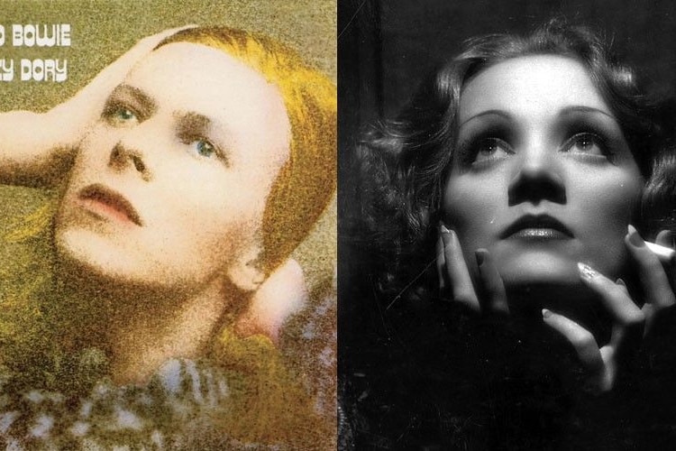 David Bowie Hunky Dory Album Cover Art Composite With Marlene Dietrich (1932   Shanghai Express by Don English)