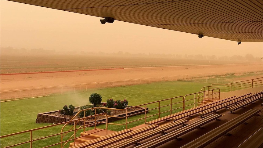 A dust storm seen from the Central Warrego Race Club at Charleville.