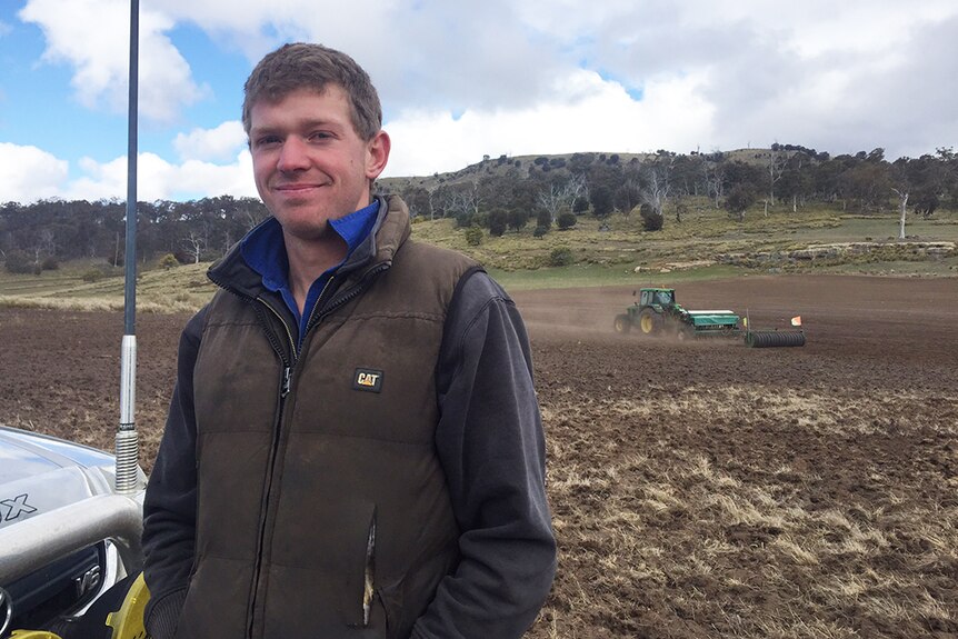 Tasmanian farmer Charlie Archer on his property.