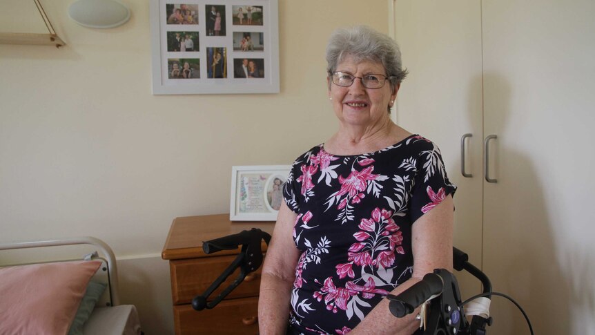 Noela Kelly in her room at Leinster Place aged care facility.