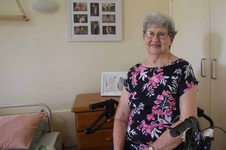 Noela Kelly in her room at Leinster Place aged care facility.