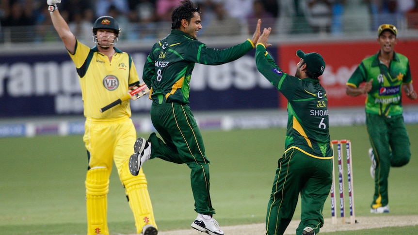 Pakistan celebrates wicket