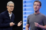 Apple and Facebook CEOs Tim Cook and Mark Zuckerberg