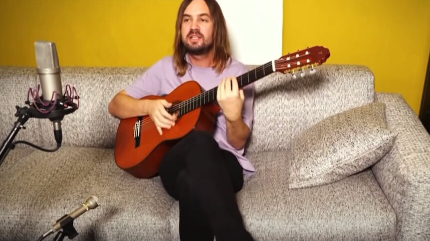 Tame Impala's Kevin Parker performing live in the Anzac Day/COVID-19 benefit event Music From The Home Front