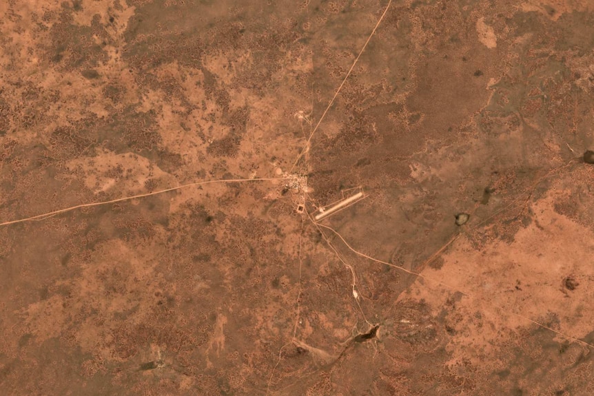 A satellite image of the remote WA community of Tjuntjuntjara.